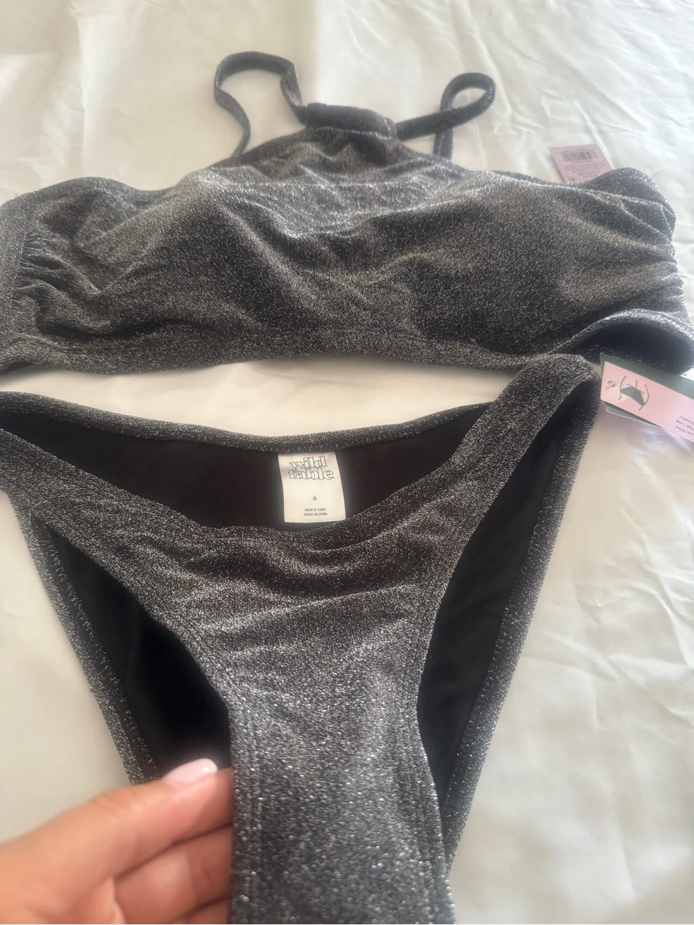 wild fable Metallic Charcoal Halter Bikini Set